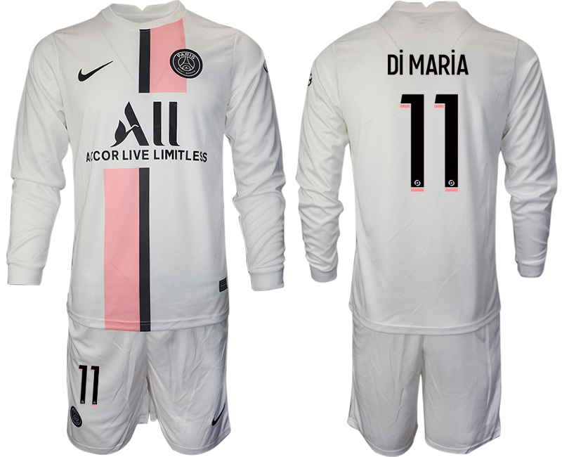Men 2021-2022 Club Paris St German away white Long Sleeve #11 Soccer Jersey